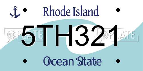 5TH321 Rhode Island License Plate