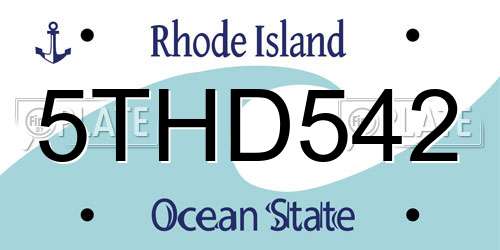 5THD542 Rhode Island License Plate