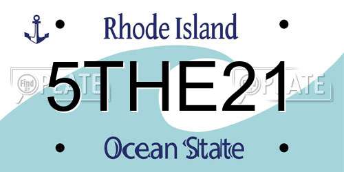 5THE21 Rhode Island License Plate