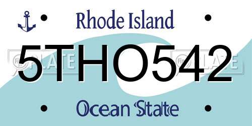 5THO542 Rhode Island License Plate