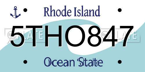 5THO847 Rhode Island License Plate