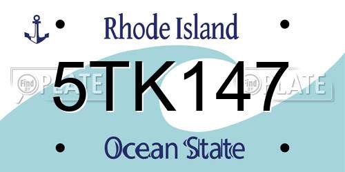 5TK147 Rhode Island License Plate