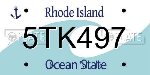 5TK497 Rhode Island License Plate