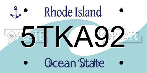 5TKA92 Rhode Island License Plate