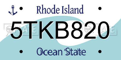 5TKB820 Rhode Island License Plate