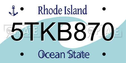 5TKB870 Rhode Island License Plate