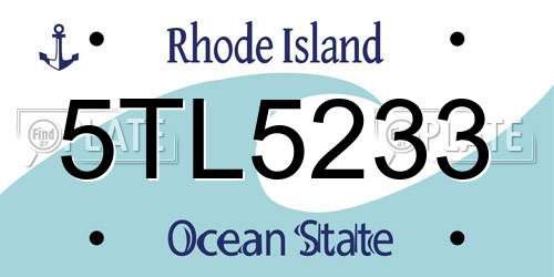 5TL5233 Rhode Island License Plate