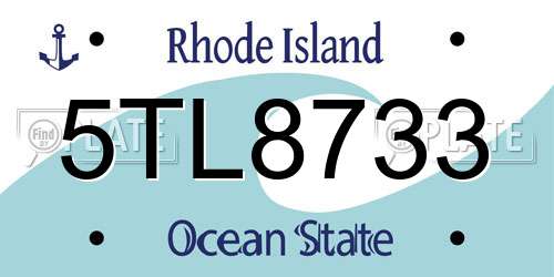 5TL8733 Rhode Island License Plate