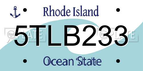 5TLB233 Rhode Island License Plate