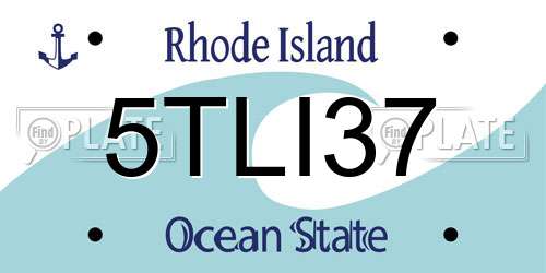 5TLI37 Rhode Island License Plate