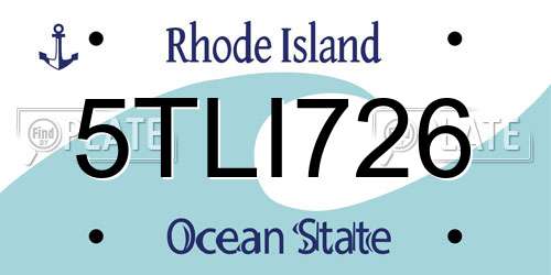 5TLI726 Rhode Island License Plate