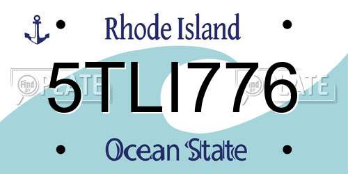 5TLI776 Rhode Island License Plate