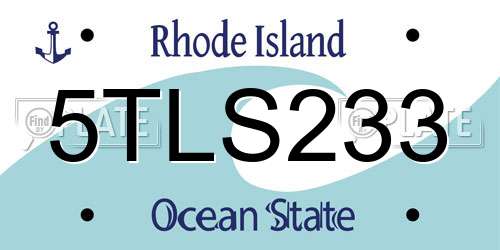 5TLS233 Rhode Island License Plate