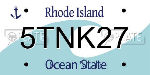 5TNK27 Rhode Island License Plate