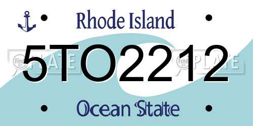 5TO2212 Rhode Island License Plate