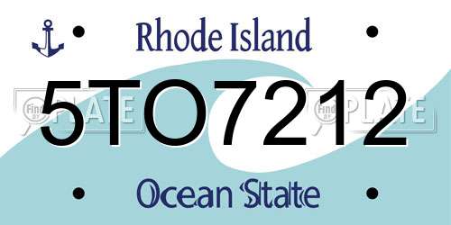 5TO7212 Rhode Island License Plate