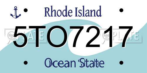5TO7217 Rhode Island License Plate