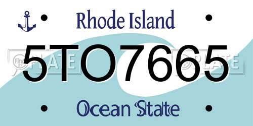 5TO7665 Rhode Island License Plate