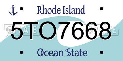 5TO7668 Rhode Island License Plate