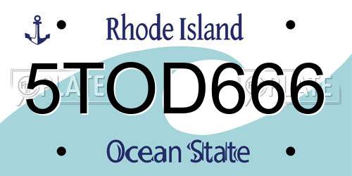 5TOD666 Rhode Island License Plate