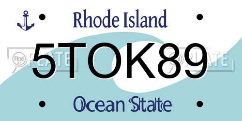 5TOK89 Rhode Island License Plate