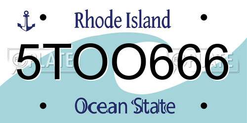 5TOO666 Rhode Island License Plate