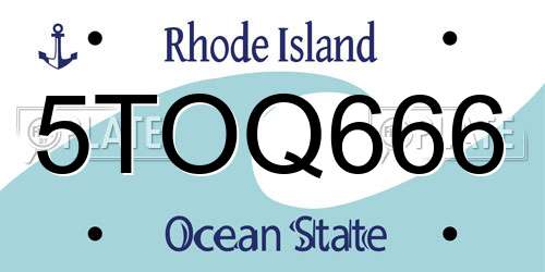 5TOQ666 Rhode Island License Plate
