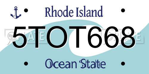 5TOT668 Rhode Island License Plate