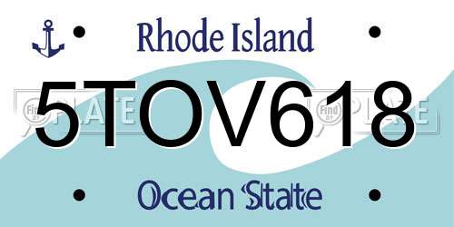 5TOV618 Rhode Island License Plate