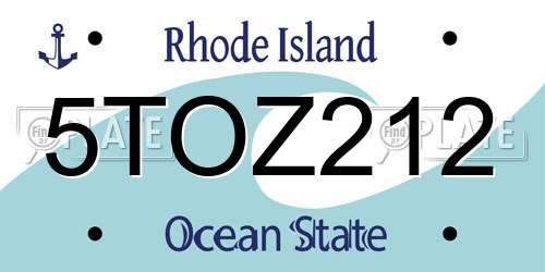 5TOZ212 Rhode Island License Plate
