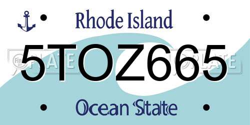 5TOZ665 Rhode Island License Plate