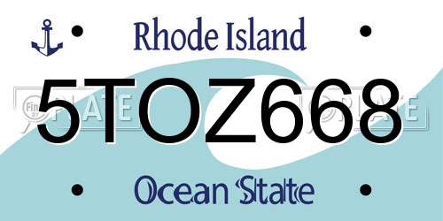 5TOZ668 Rhode Island License Plate