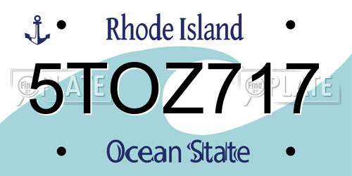 5TOZ717 Rhode Island License Plate