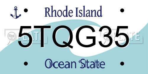 5TQG35 Rhode Island License Plate