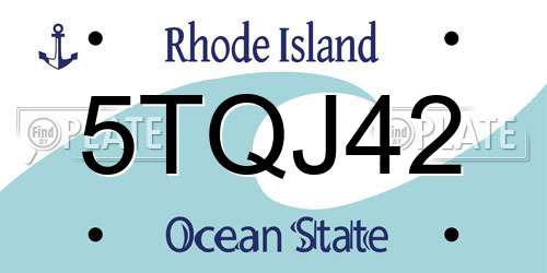 5TQJ42 Rhode Island License Plate