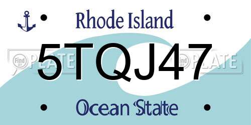 5TQJ47 Rhode Island License Plate