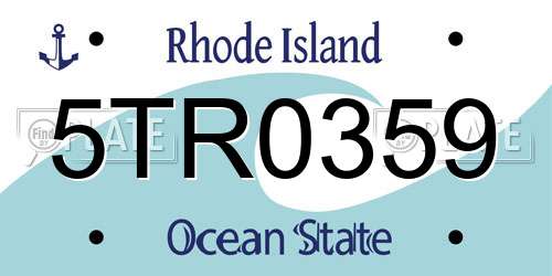 5TR0359 Rhode Island License Plate