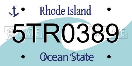 5TR0389 Rhode Island License Plate