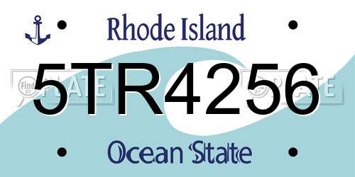 5TR4256 Rhode Island License Plate