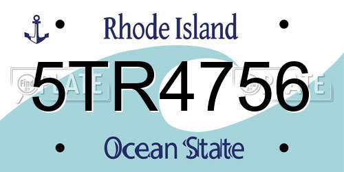 5TR4756 Rhode Island License Plate