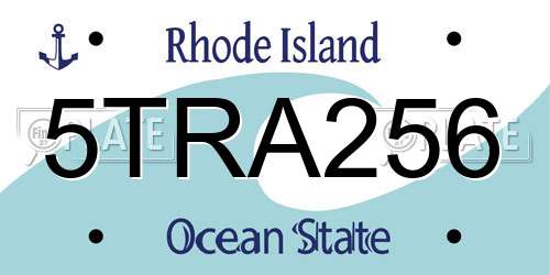 5TRA256 Rhode Island License Plate