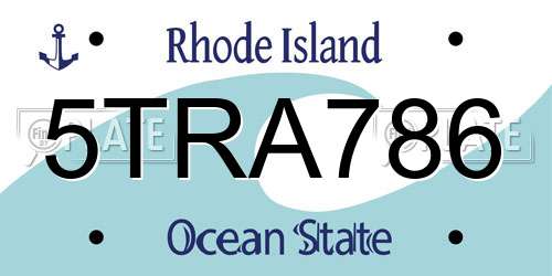 5TRA786 Rhode Island License Plate