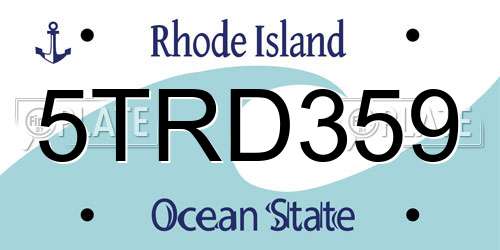 5TRD359 Rhode Island License Plate