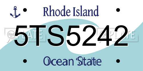 5TS5242 Rhode Island License Plate