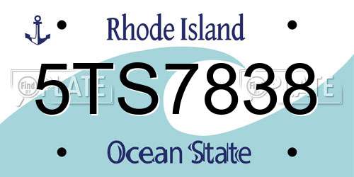 5TS7838 Rhode Island License Plate