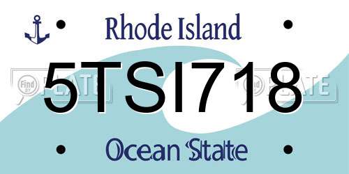 5TSI718 Rhode Island License Plate