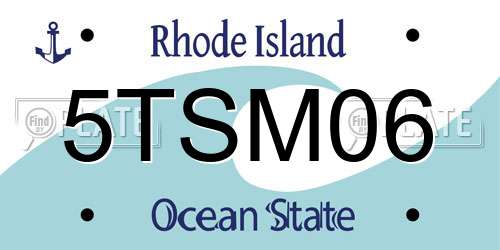 5TSM06 Rhode Island License Plate