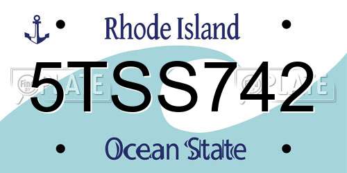 5TSS742 Rhode Island License Plate