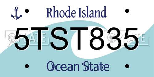 5TST835 Rhode Island License Plate