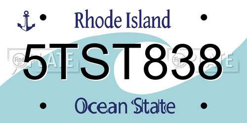 5TST838 Rhode Island License Plate